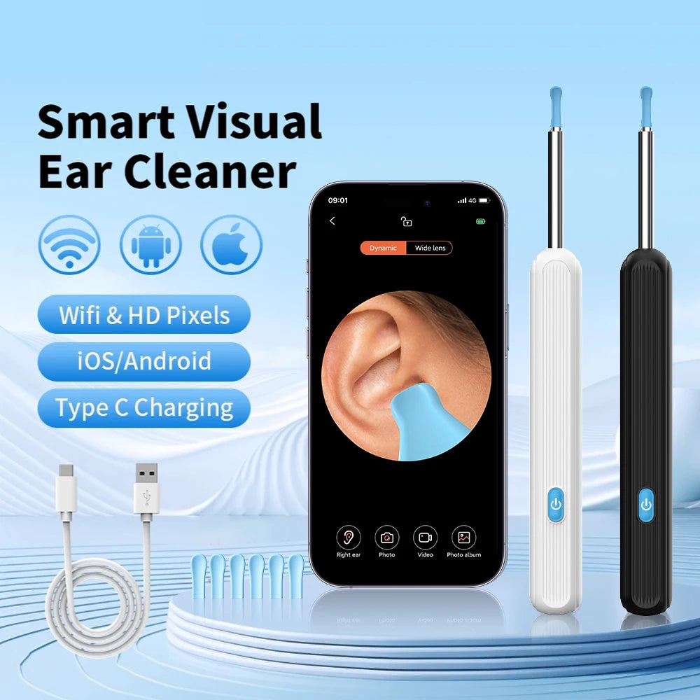 Smart visual ear cleaner with camera and led light